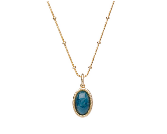 COLLIER PLAQUÉ OR - APATITE BLEU
