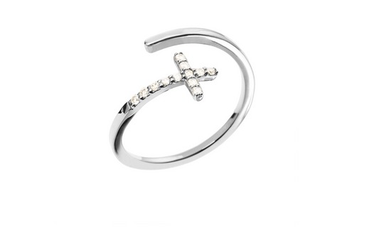 BAGUE ARGENT ET OXYDE - CROIX