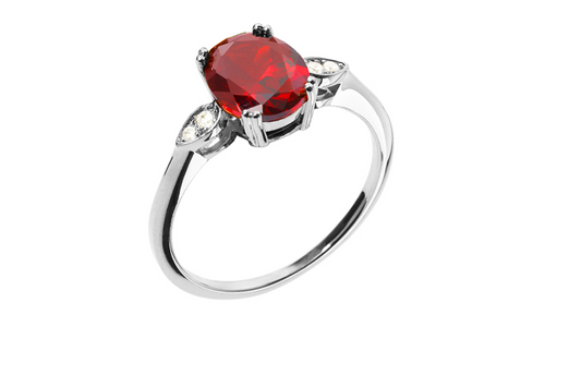 BAGUE ARGENT 925 - OXYDE ROUGE
