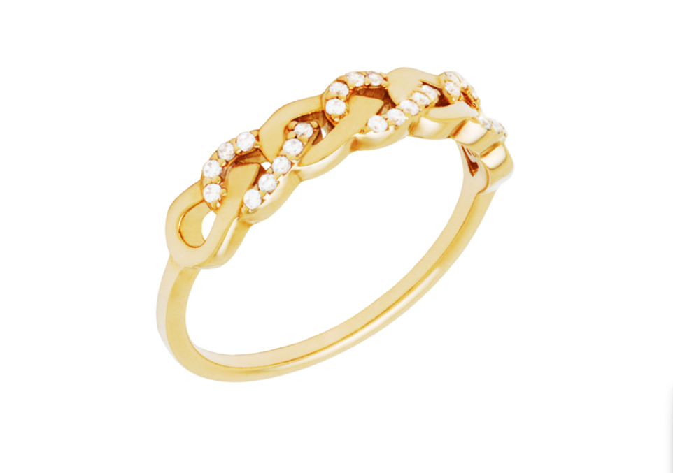 BAGUE PLAQUÉ OR ET OXYDES NOEUDS ENTRELACÉS