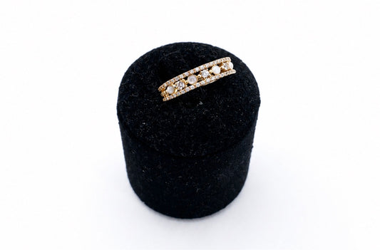 Bague en Plaqué Or, Oxydes de Zirconium et perles de nacre