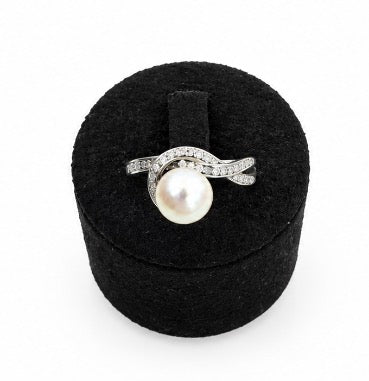 Bague en Argent avec Perle de Culture et Oxydes - Pièce Unique