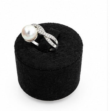 Bague en Argent avec Perle de Culture et Oxydes - Pièce Unique