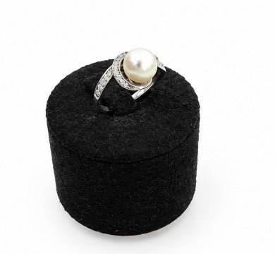 Bague en Argent avec Perle de Culture et Oxydes - Pièce Unique