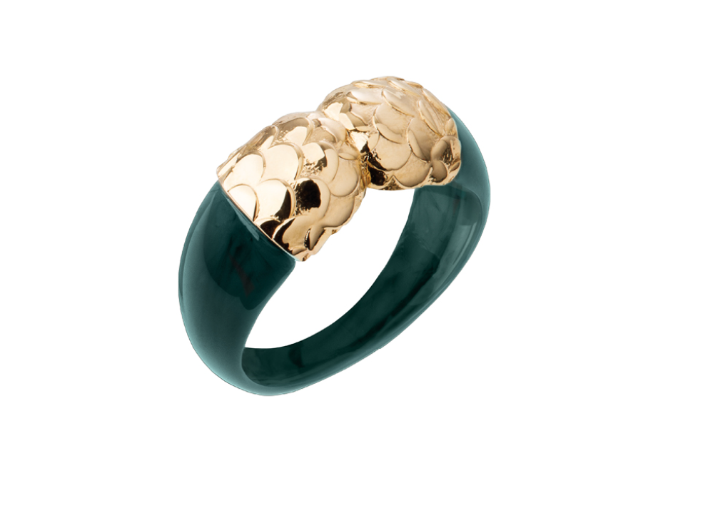 BAGUE PLAQUÉ OR ET RESINE