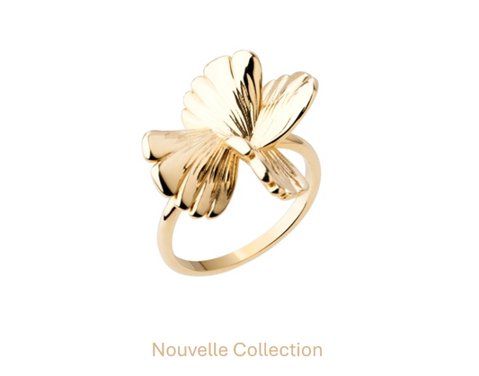BAGUE PLAQUÉ OR - COQUELICOTS STYLISÉ