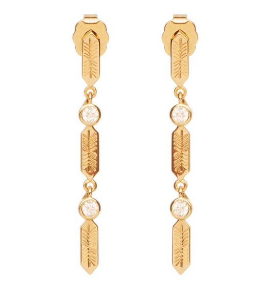 BOUCLES D'OREILLES PLAQUÉ OR PENDANTE ET OXYDES