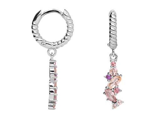 BOUCLES D'OREILLES CREOLES-OXYDES ROSE ET VIOLET
