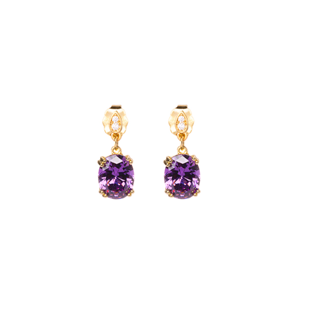BOUCLES D'OREILLES PLAQUÉ OR - OXYDES VIOLET