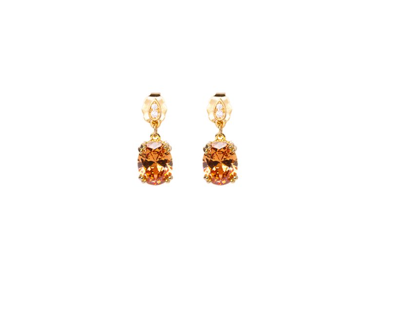 BOUCLES D'OREILLES PLAQUÉ OR - TOPAZE SYNTHETIQUE