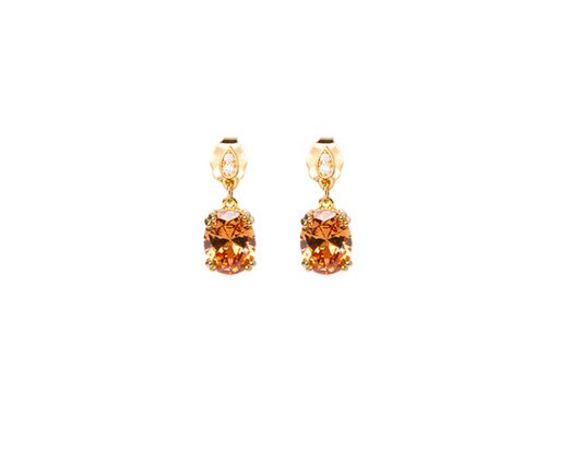 BOUCLES D'OREILLES PLAQUÉ OR - TOPAZE SYNTHETIQUE