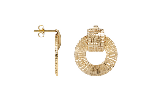 BOUCLES D'OREILLES PLAQUÉ OR - CERCLE TEXTURÉ - DESIGN