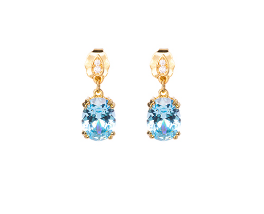 Boucles d’Oreilles en Plaqué Or avec Aigue-Marine