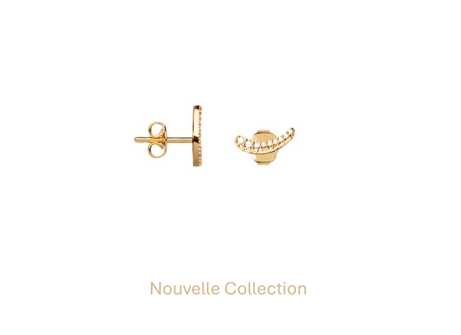 BOUCLES D'OREILLES PLAQUÉ OR - PUCE VIRGULE - OXYDES