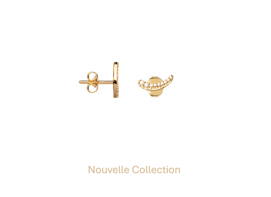 BOUCLES D'OREILLES PLAQUÉ OR - PUCE VIRGULE - OXYDES