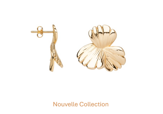 BOUCLES D'OREILLES PLAQUÉ OR - COQUELICOTS STYLISÉ