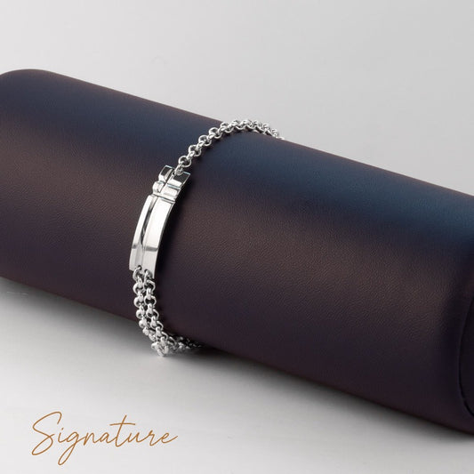 BRACELET ARGENT - HOMME - PLAQUE DESIGN