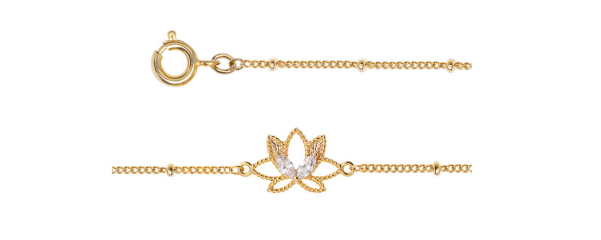 BRACELET PLAQUÉ OR ET OXYDE LOTUS