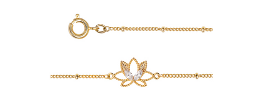 BRACELET PLAQUÉ OR ET OXYDE LOTUS