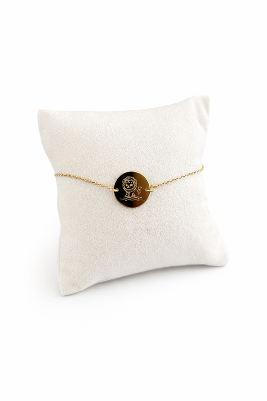 BRACELET PLAQUÉ OR ENFANT - LION GRAVÉ