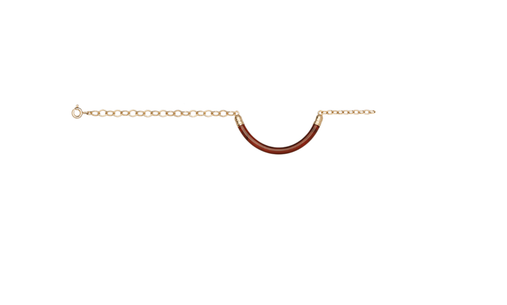 BRACELET DEMI JONC PLAQUÉ OR - RESINE BORDEAUX