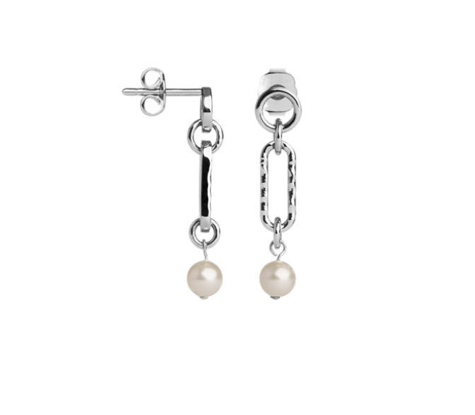 Boucles d'Oreilles Pendantes en Argent et Perle d'imitation
