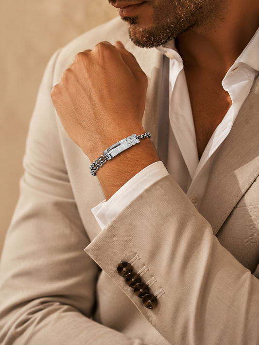 Bracelet Argent pour homme avec chaine ajustable - Création