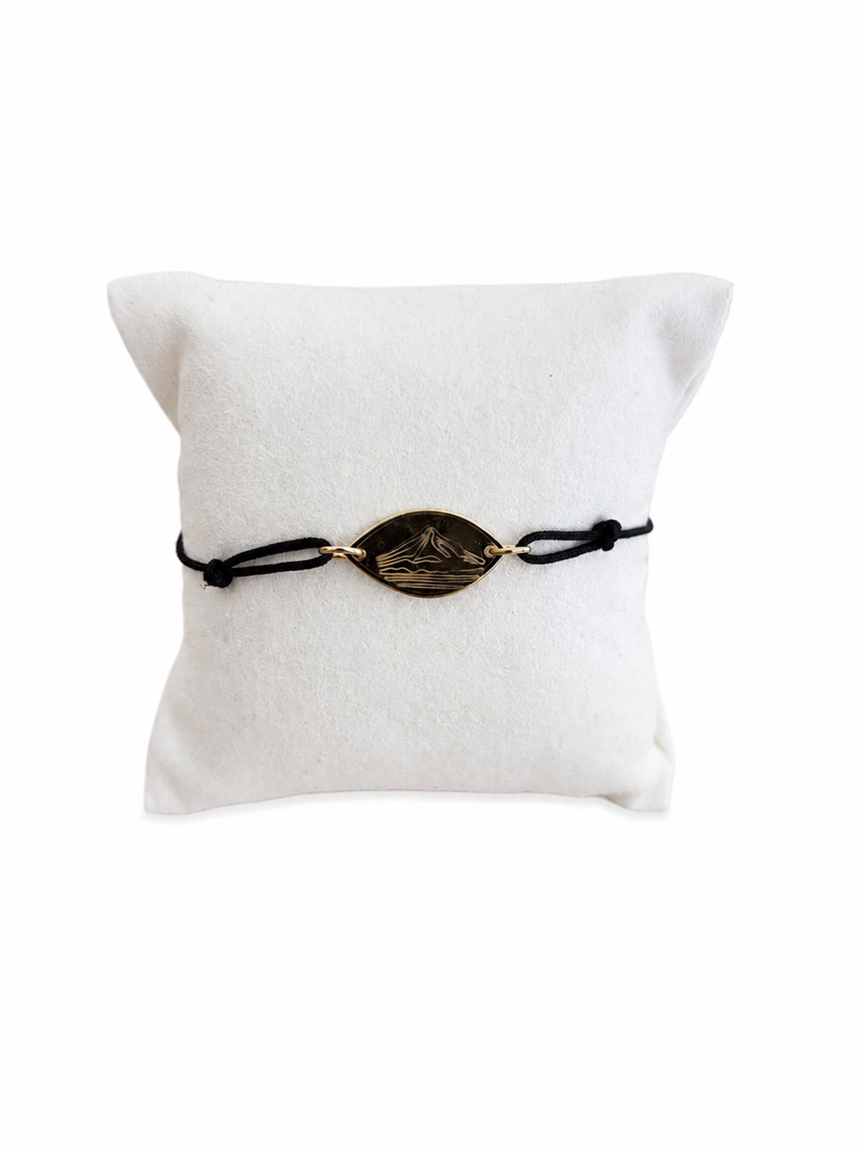 Bracelet Plaqué Or et Cordons noir - Pendentif Calisson et Sainte Victoire - Création