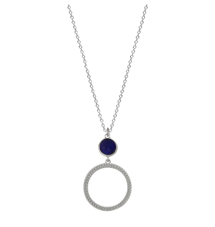 COLLIER ARGENT - LAPIS BLEU