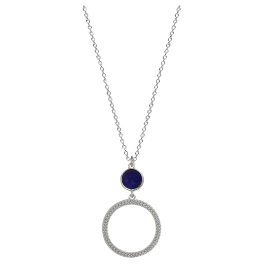 COLLIER ARGENT - LAPIS BLEU