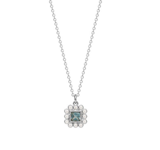 COLLIER ARGENT - OXYDES BLEU CIEL - ART DECO