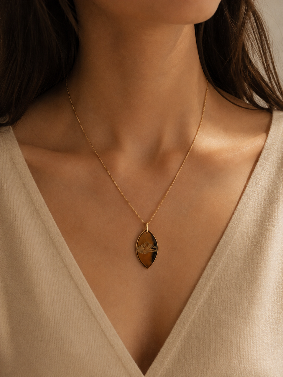 Collier en Plaqué Or - Calisson et Sainte Victoire - Création