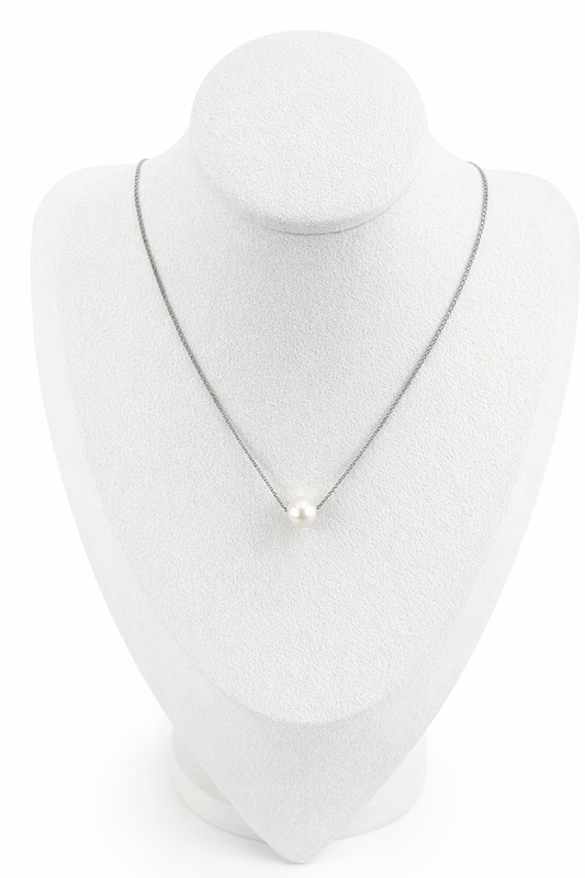 Collier en Or Gris 18 Carats avec Perle de Culture