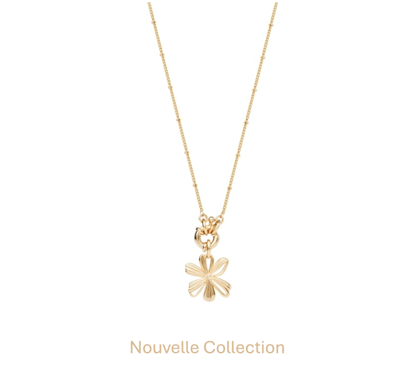 COLLIER PLAQUÉ OR - PIVOINE STYLISÉ - OXYDES