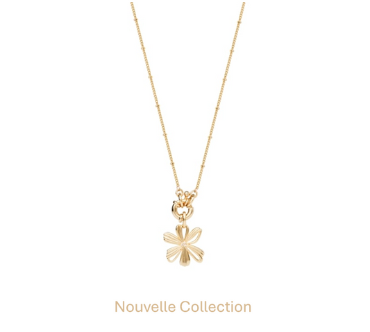 COLLIER PLAQUÉ OR - PIVOINE STYLISÉ - OXYDES