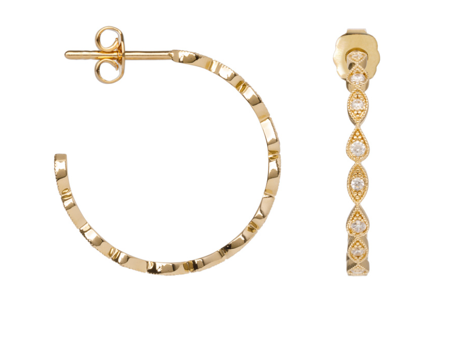 BOUCLES D'OREILLES CREOLES PLAQUÉ OR ET OXYDES