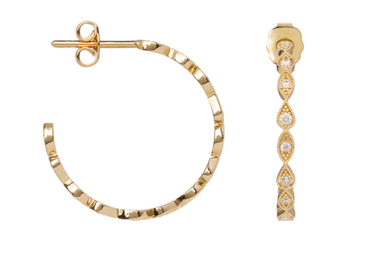 BOUCLES D'OREILLES CREOLES PLAQUÉ OR ET OXYDES