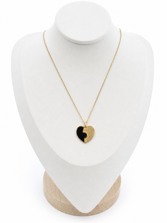 Collier avec Pendentif Coeur Design en Plaqué Or - Pièce Unique