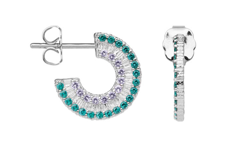 Boucles d'Oreilles en Argent avec Oxydes de Zirconium Vert