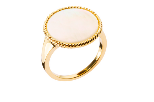 BAGUE PLAQUÉ OR - DISQUE DE NACRE