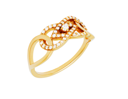 BAGUE PLAQUÉ OR ET OXYDES - ENTRELACÉE