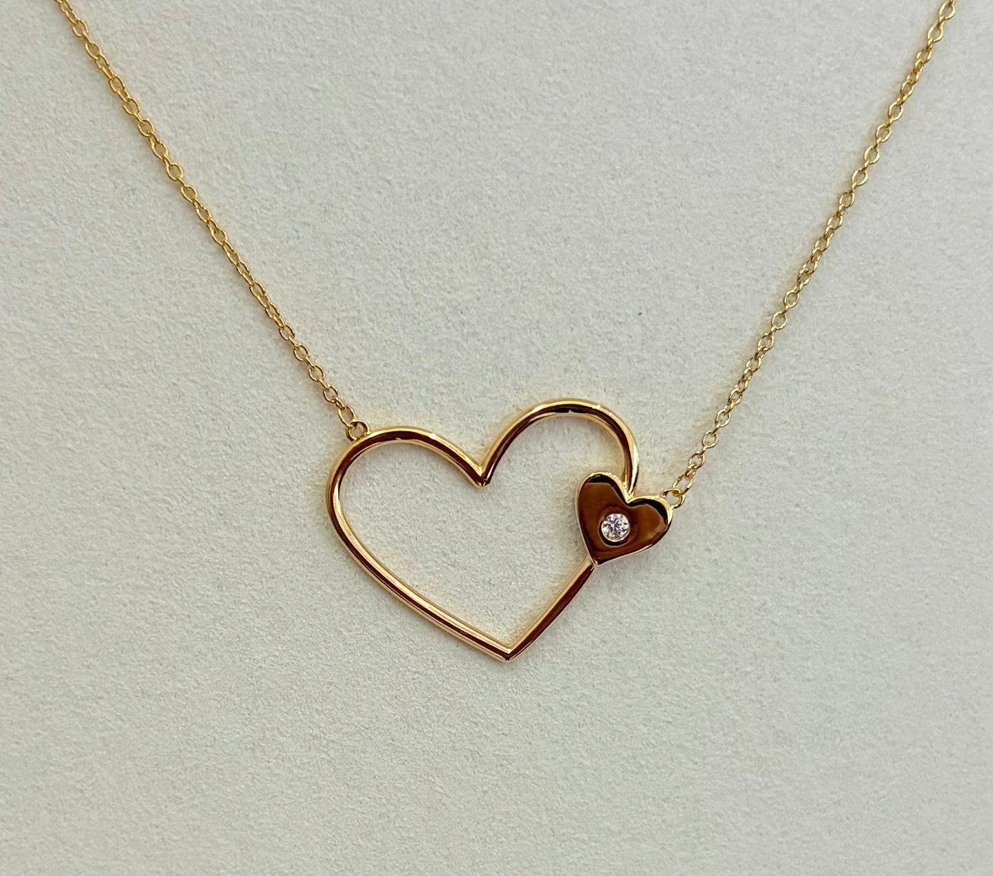 COLLIER PLAQUÉ OR DOUBLE COEUR ET OXYDE