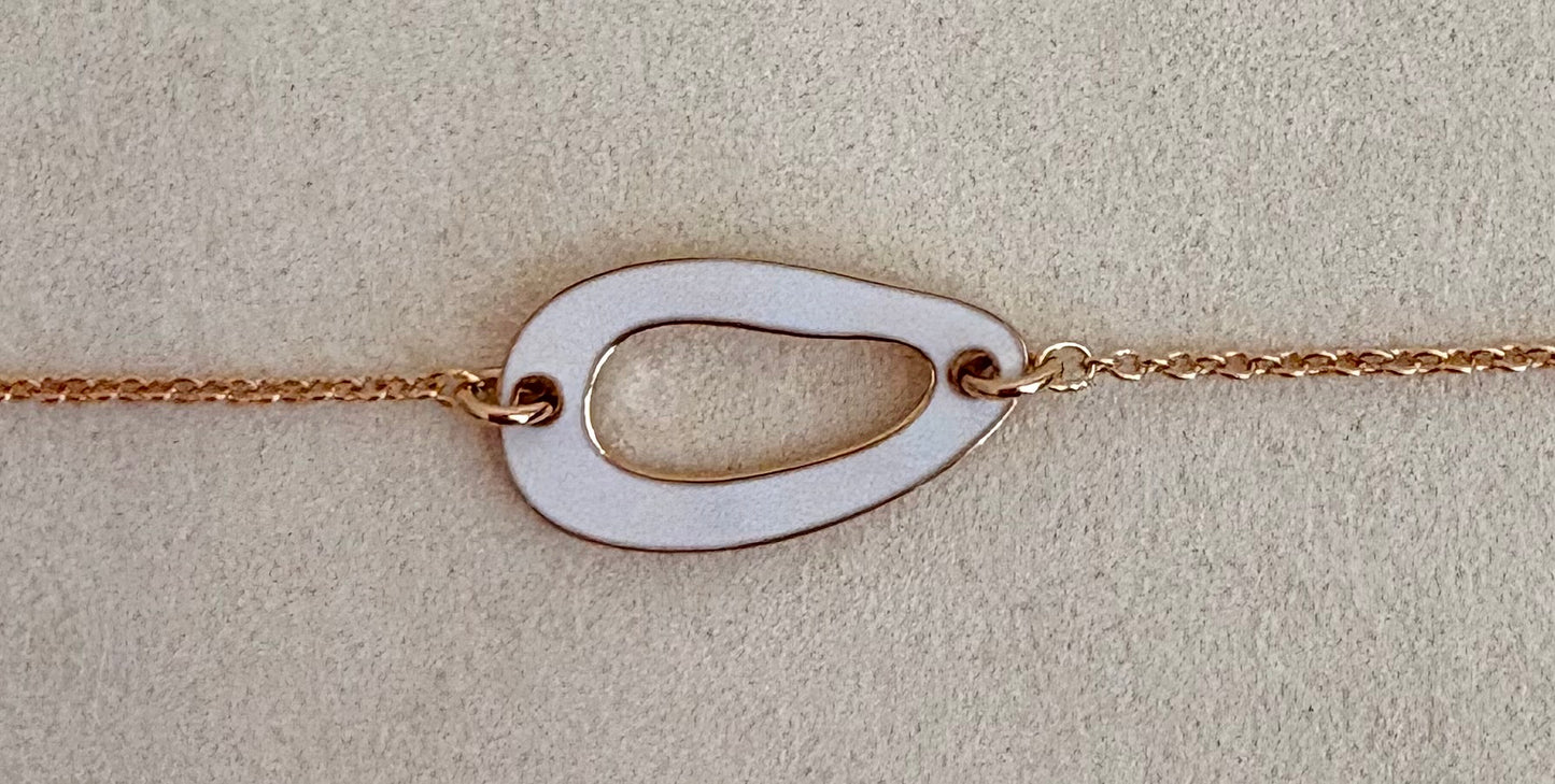 BRACELET PLAQUÉ OR PENDENTIF LAQUE BLANCHE