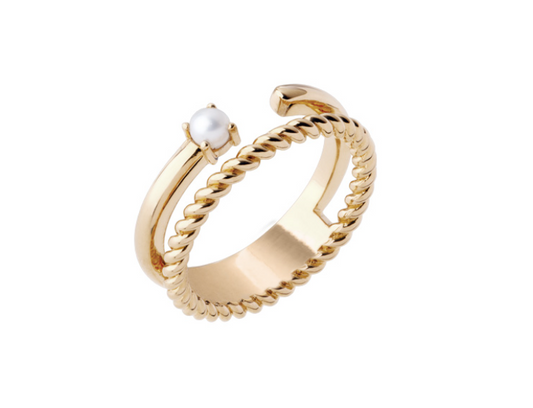 BAGUE PLAQUÉ OR ET PERLE D'IMMITATION
