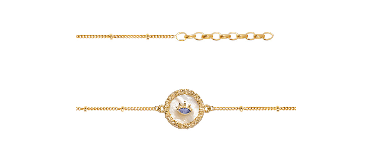 BRACELET PLAQUÉ OR ET OXYDE BLEU OEIL