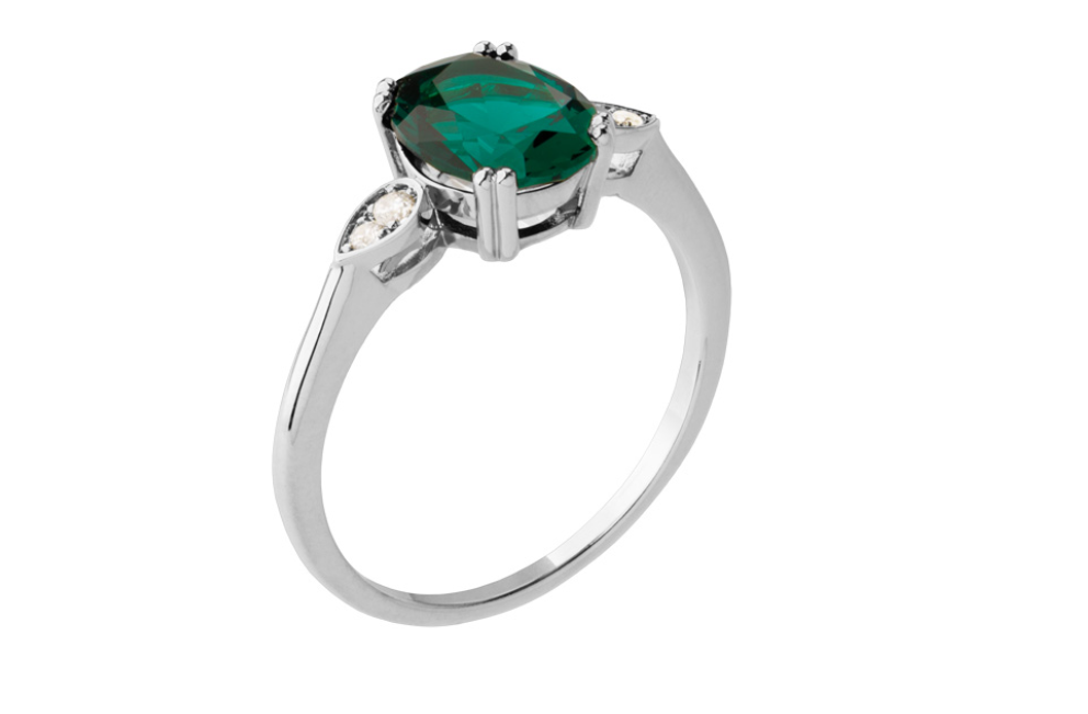BAGUE ARGENT - OXYDE VERT