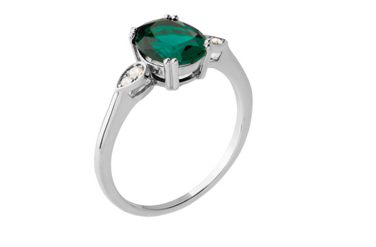 BAGUE ARGENT - OXYDE VERT