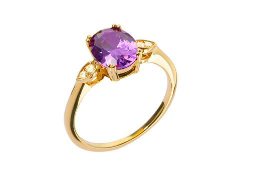 BAGUE PLAQUÉ OR - OXYDE VIOLET