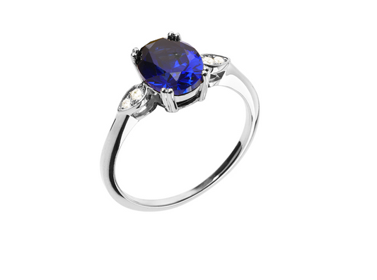 BAGUE ARGENT - OXYDE BLEU