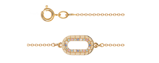 BRACELET PLAQUÉ OR ET OXYDES MULTICOLORE